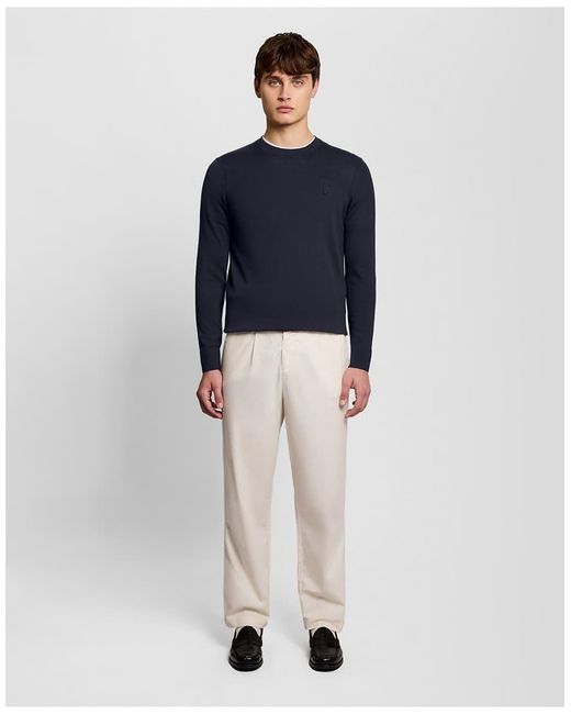 Lyle & Scott Blue Tonal Superfine Crew Neck Jumper for men