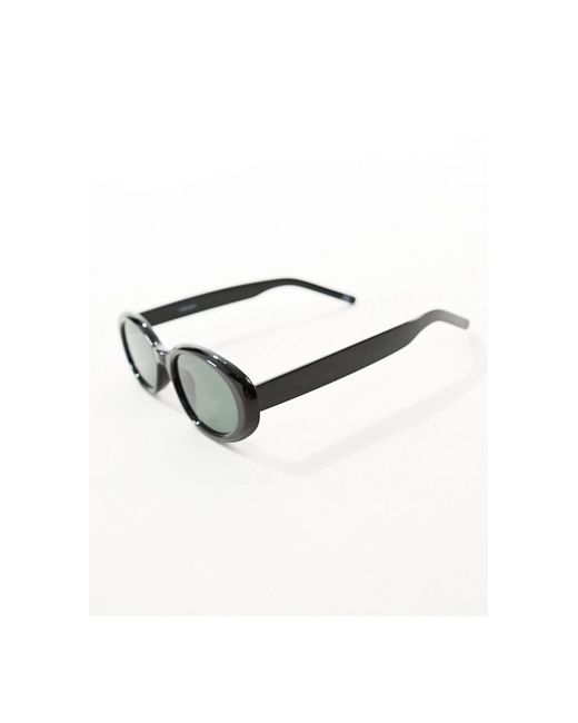 ASOS Black Bevel Oval Sunglasses