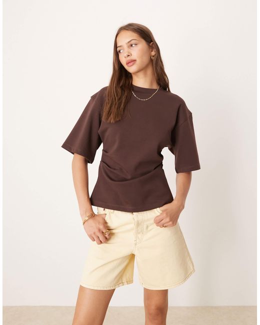 ASOS Brown Interlock Corset Waist T-shirt