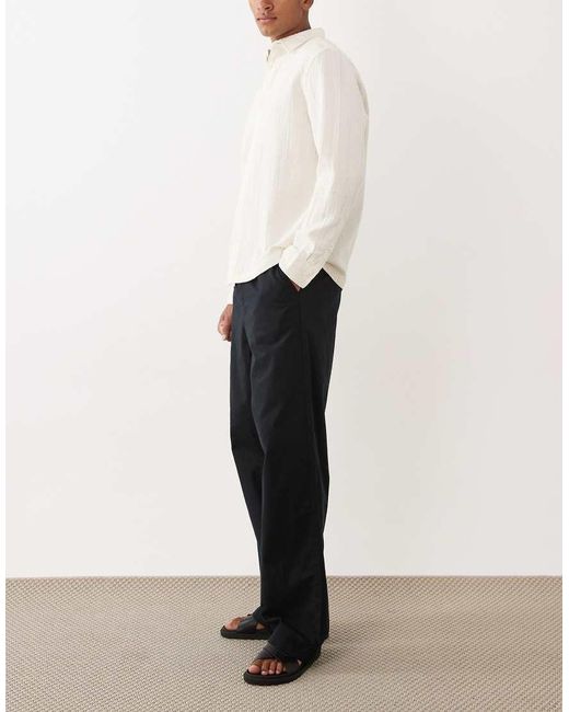 ASOS White baggy Fit Linen Blend Trousers for men