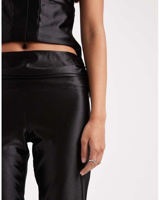 Collusion Black Stretch Satin Low Rise Capri Pants