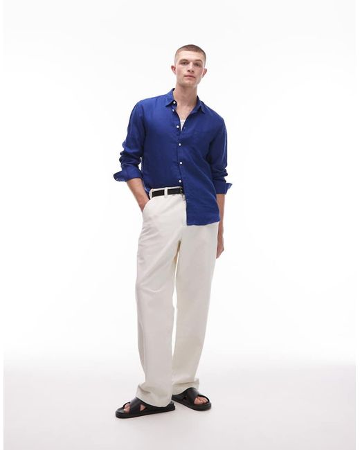 Camisa De Corte Estándar De Lino De ARKET de hombre de color Blue