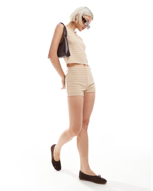 Miss Selfridge White Ruffle Textured Booty Short Co Ord