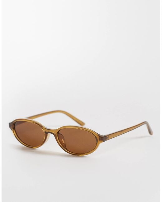 Mango Brown Slim Oval Sunglasses