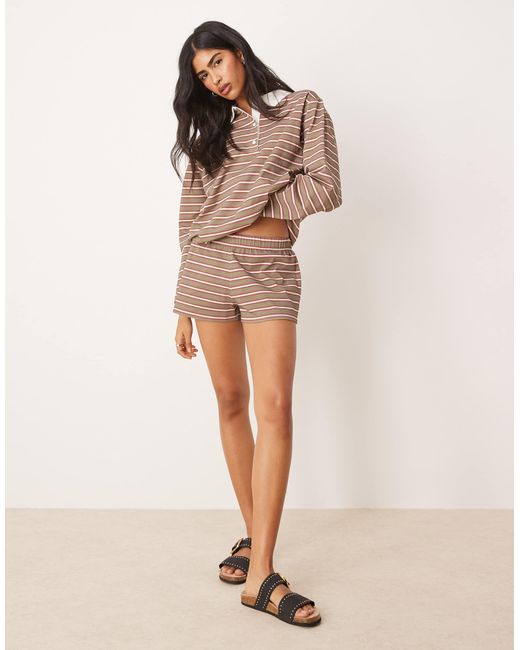 ASOS Natural Stripe Boxy Co Ord Micro Short