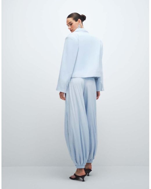 ASOS Blue Tailored Cuff Hem Balloon Trousers