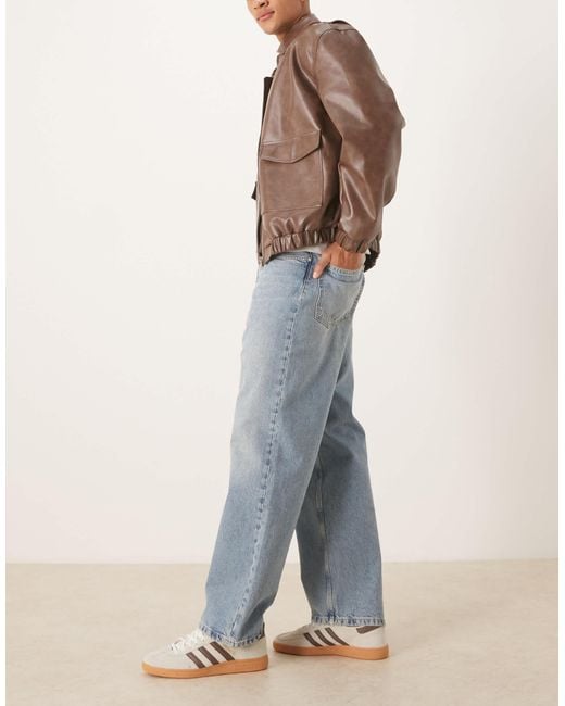 ARKET Natural Mist Low Rise baggy Wide Leg Jeans for men