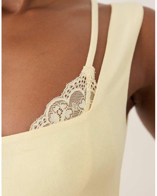 Oh Polly Natural Modal Lace Bralette Detail Midi Dress