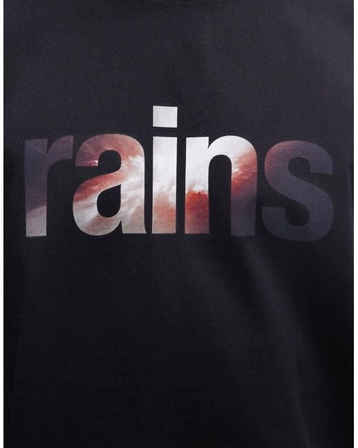 Rains Blue 41510 Long Sleeve Relaxed Fit Graphic Logo T-shirt for men
