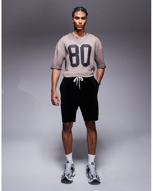 ASOS – schmal geschnittene, gerippte velours-shorts in Gray für Herren