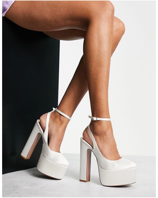 Zapatos color marfil con tacón alto y plataforma ASOS de color Blanco | Lyst