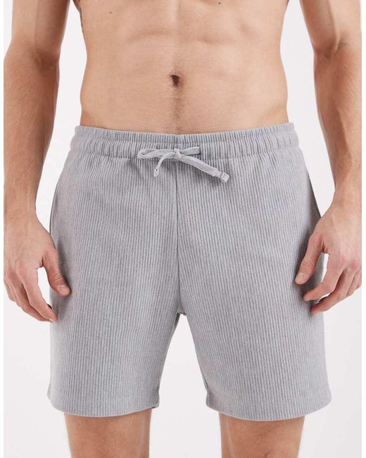 ASOS Gray Oversized Ribbed Jersey Short for men