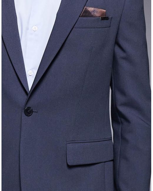 River Island Blue Skinny Fit Suit Jacket for men