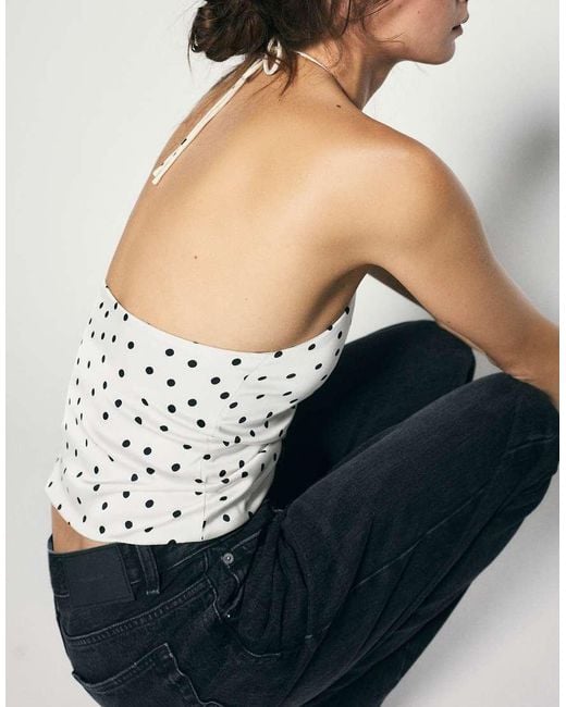 Pull&Bear White Satin Halter Top