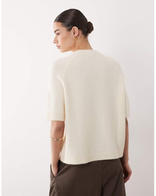 ASOS White Knitted Half Sleeve Raglan Jumper