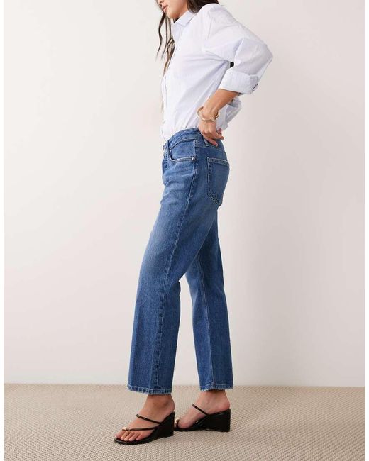 GOOD AMERICAN Blue Good Waist Vintage Straight Leg Ankle Length Jeans