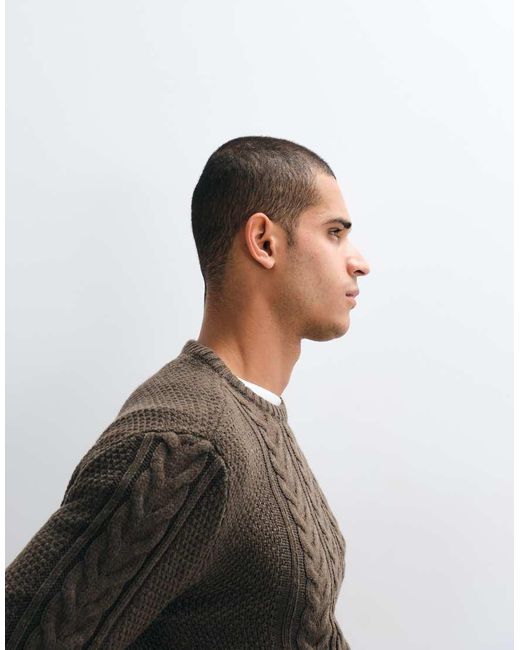 Blend White Cable Knit Jumper for men