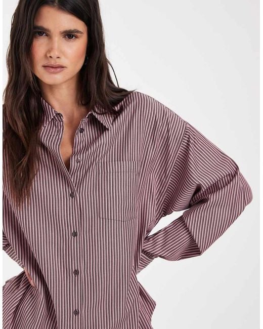 Pieces Red Oversized Long Sleeve Shirt