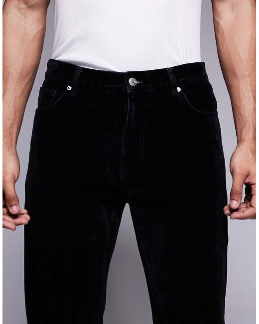 ASOS Geflockte Jeans Met Rechte Pasvorm in het Black voor heren