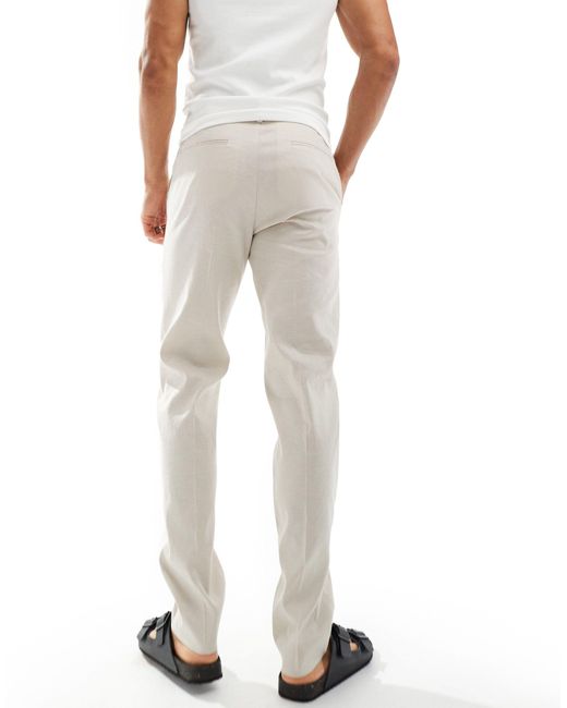 ASOS White Smart Slim Fit Linen Blend Pants for men