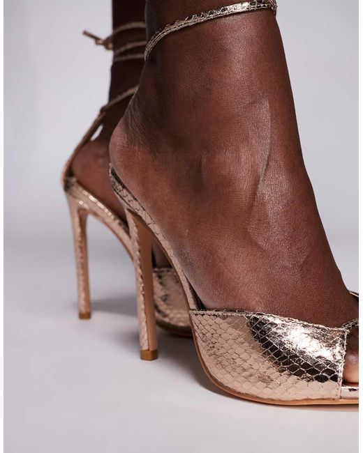 Public Desire Brown Kalisto Tie Leg Heeled Sandals