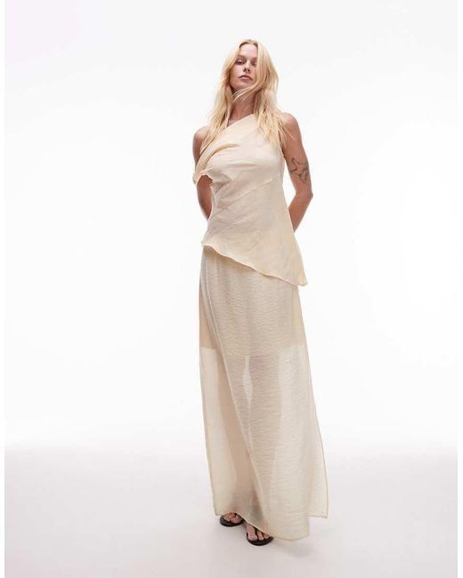 TOPSHOP Superzachte Gedraaide Asymmetrische Top Van Cupro in het Natural