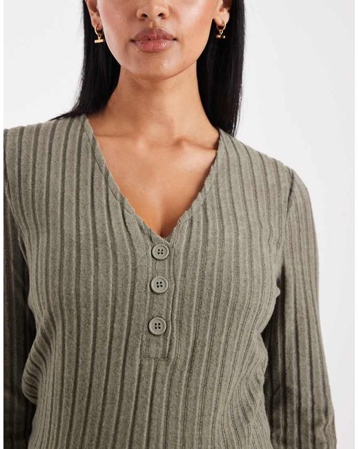 Mama.licious Gray Mamalicious Maternity Super Soft Rib Knited Nursing Friendly Henley Top Co-ord
