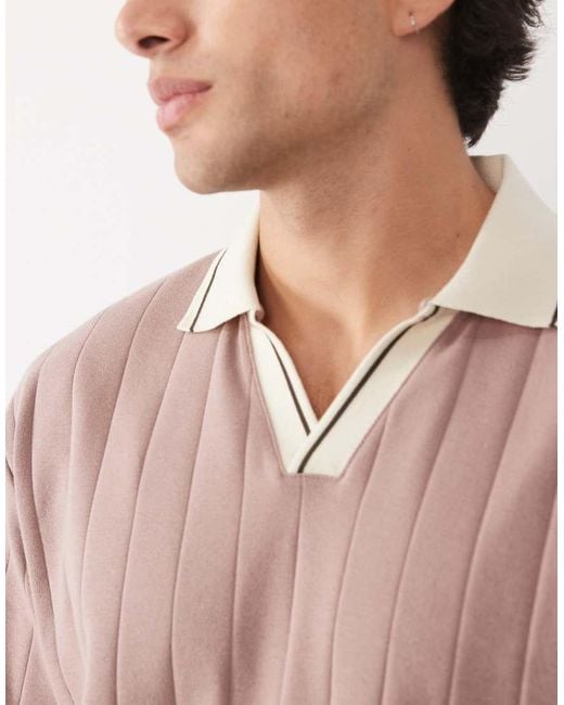 ASOS Red Relaxed Notch Polo for men