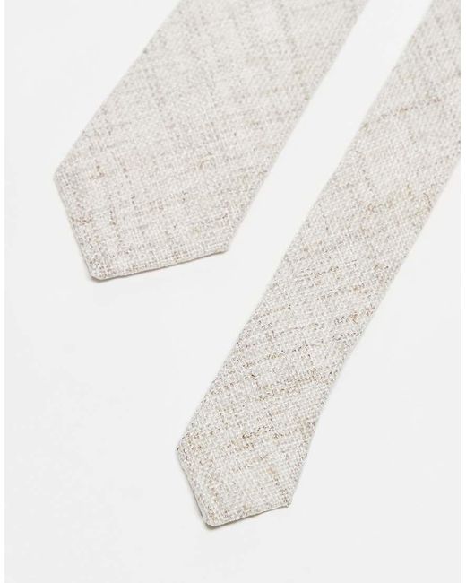 ASOS White Linen Textured Tie for men