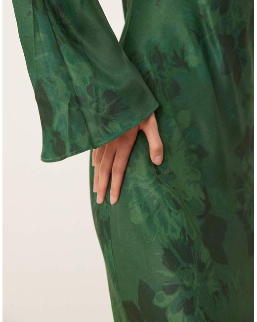 Nobody's Child Green Clarissa Jacquard Floral Bell Sleeve Midi Dress