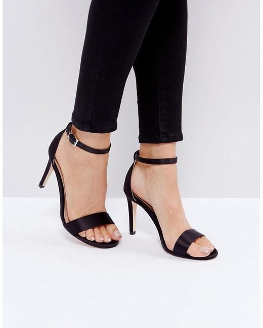 Call It Spring Black Ahlberg Satin Barely There Heeled Sandals
