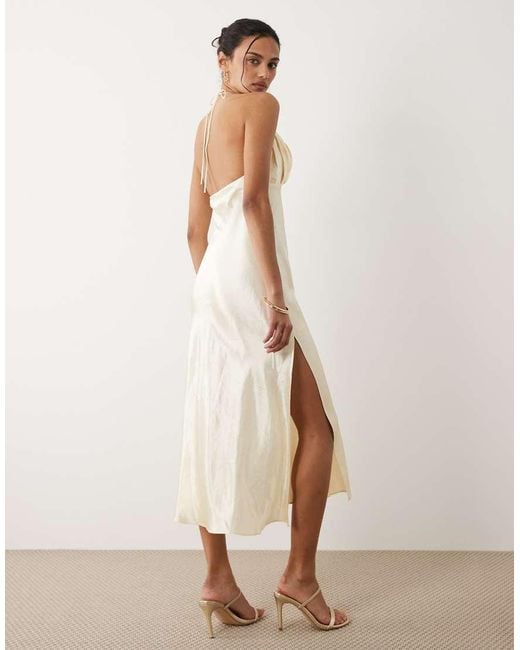 Mango Natural Satin Midi Slip Dress