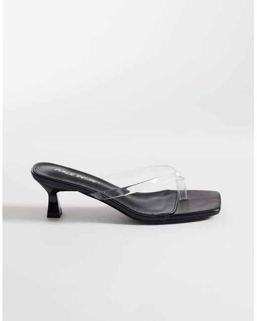 Public Desire White Everlast Flip Flop Kitten Heel Sandals
