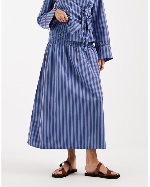 ONLY Gestreepte Midaxi Rok in het Blue
