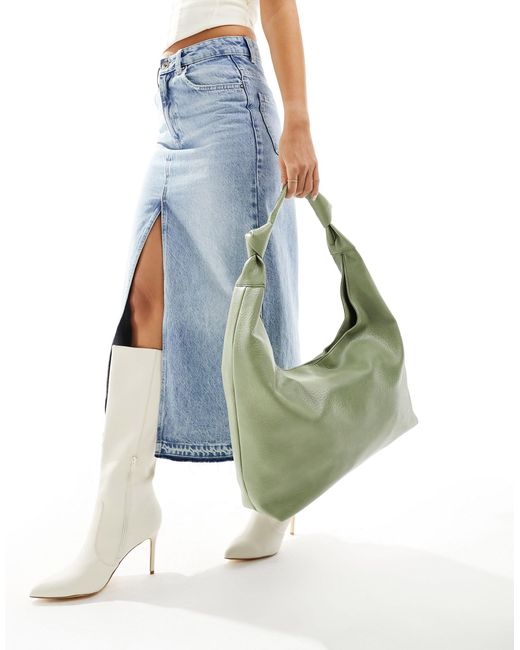Glamorous Green Knotted Strap Pu Tote Bag