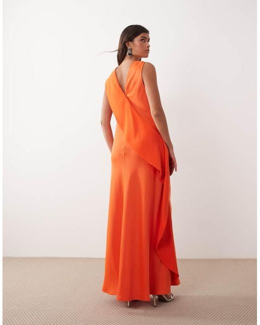 ARRANGE Orange Contrast Panel Sleeveless Midaxi Dress