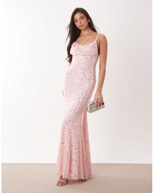 Oh Polly Premium Embellished Open-back Floral Detailing Maxi Dress in Pink | Lyst Oh Polly Premium Embellished Open-back Floral Detailing Maxi Dress in Pink | Lyst
