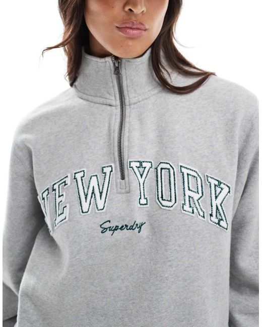 Superdry Gray Athletic Essentials Applique Half Zip Sweatshirt