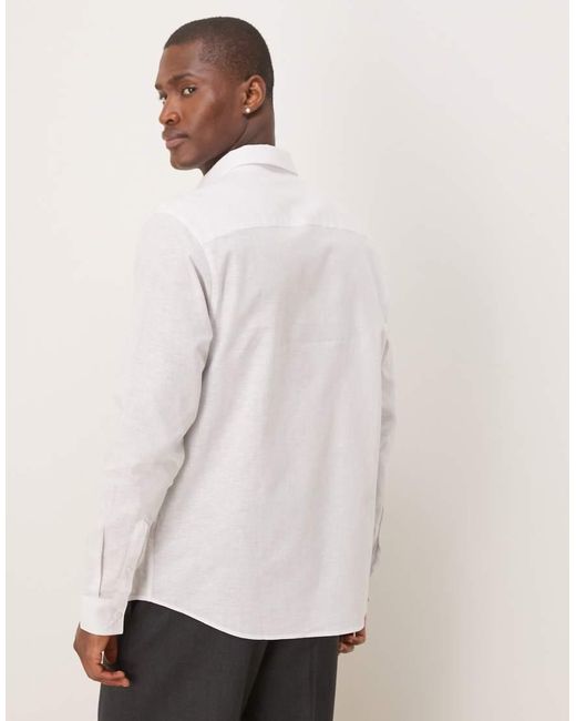 ASOS Natural Formal Linen Blend Regular Shirt for men