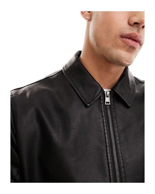 Only & Sons Black Faux Leather Jacket for men