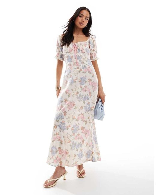 ASOS White Sweetheart Neckline Ribbon Midi Dress