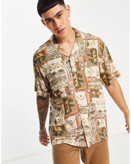 Camicia con stampa azteca multicolore di Pull&Bear da Uomo | Lyst