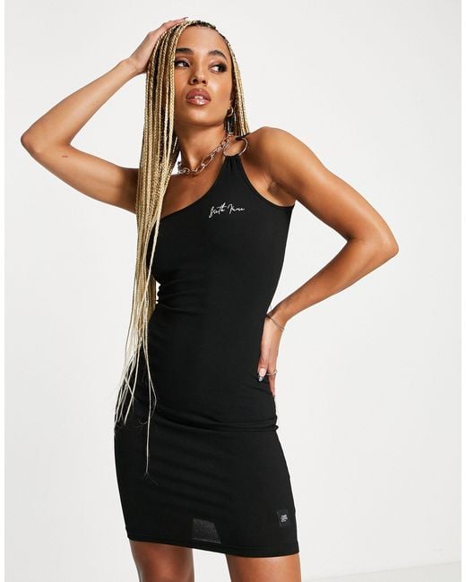 Sixth June Black One Shoulder Bodycon Mini Dress With Ring Detail