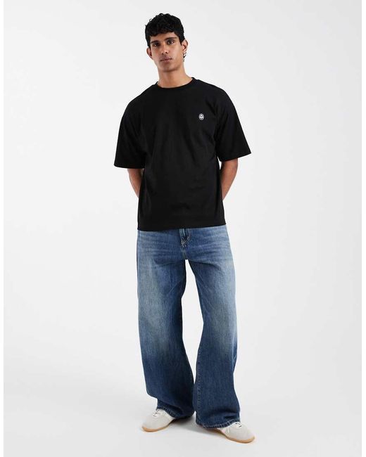 ASOS Black Oversized T-shirt With Floral Spine Graphic With Embroidery for men