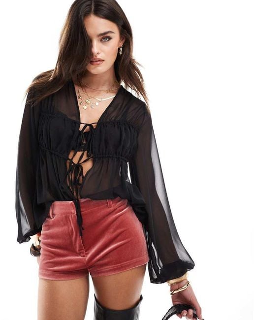 ASOS Black Velvet Tailored Micro Short