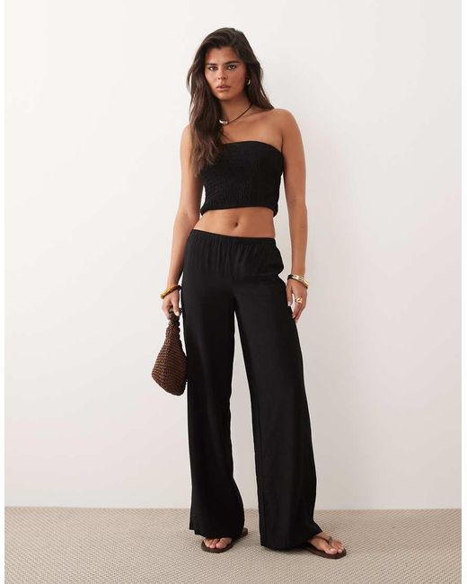 The Frolic Black Exclusive Shirred Bandeau Top