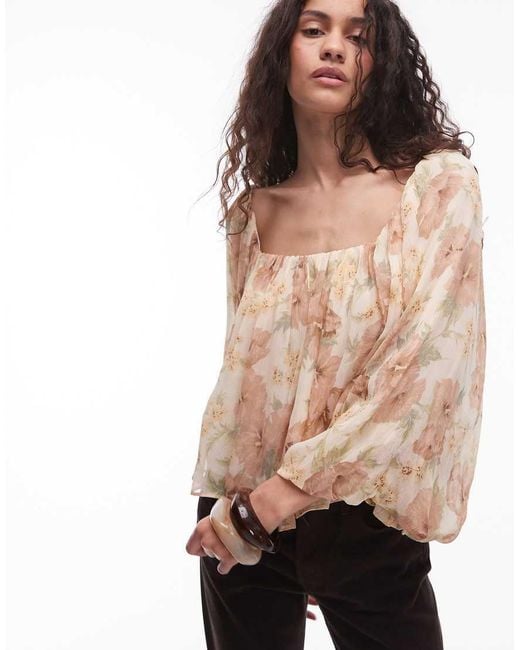 Mango Natural Floral Print Volume Blouse