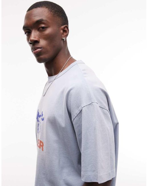 ASOS Blue Heavyweight Boxy Oversized T-shirt With Dancer Graphic for men