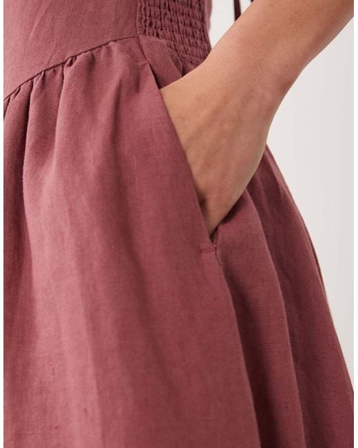 Abercrombie & Fitch Red High Neck Midi Dress With Dipped Waist