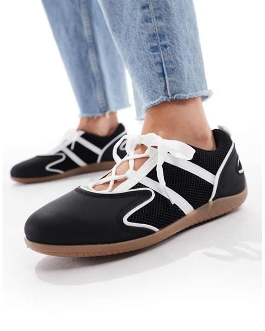 SEQWL Blue Lace Up Detail Ballet Inspired Sneakers